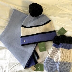 New With Tags; Kate Spade winter set; hat, mittens and scarf.